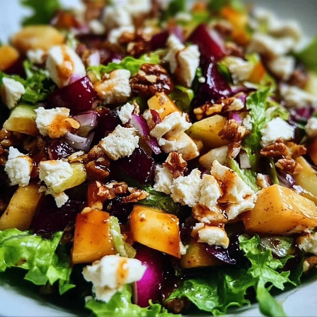 A delicious Autumn Chopped Salad with seasonal ingredients and vibrant colors.