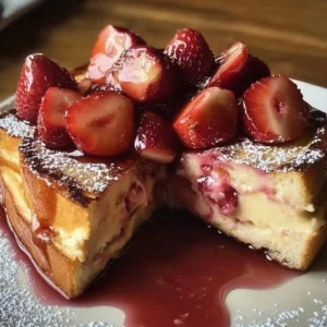 Delicious Baked Strawberries and Cream French Toast recipe for brunch lovers