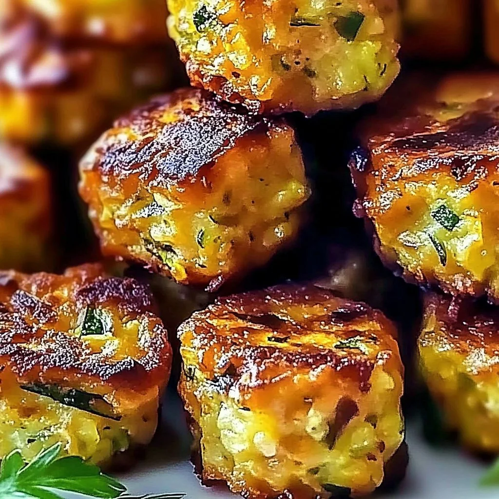 Baked sweet potato zucchini tots ready to be served