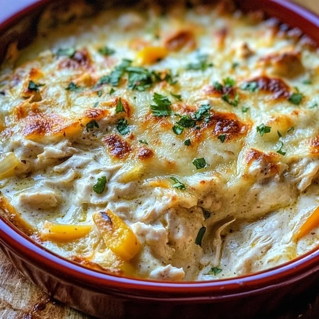 Delicious Banana Pepper Chicken Dip served in a bowl with chips