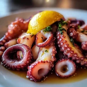 Freshly boiled octopus served as a delicious seafood dish.