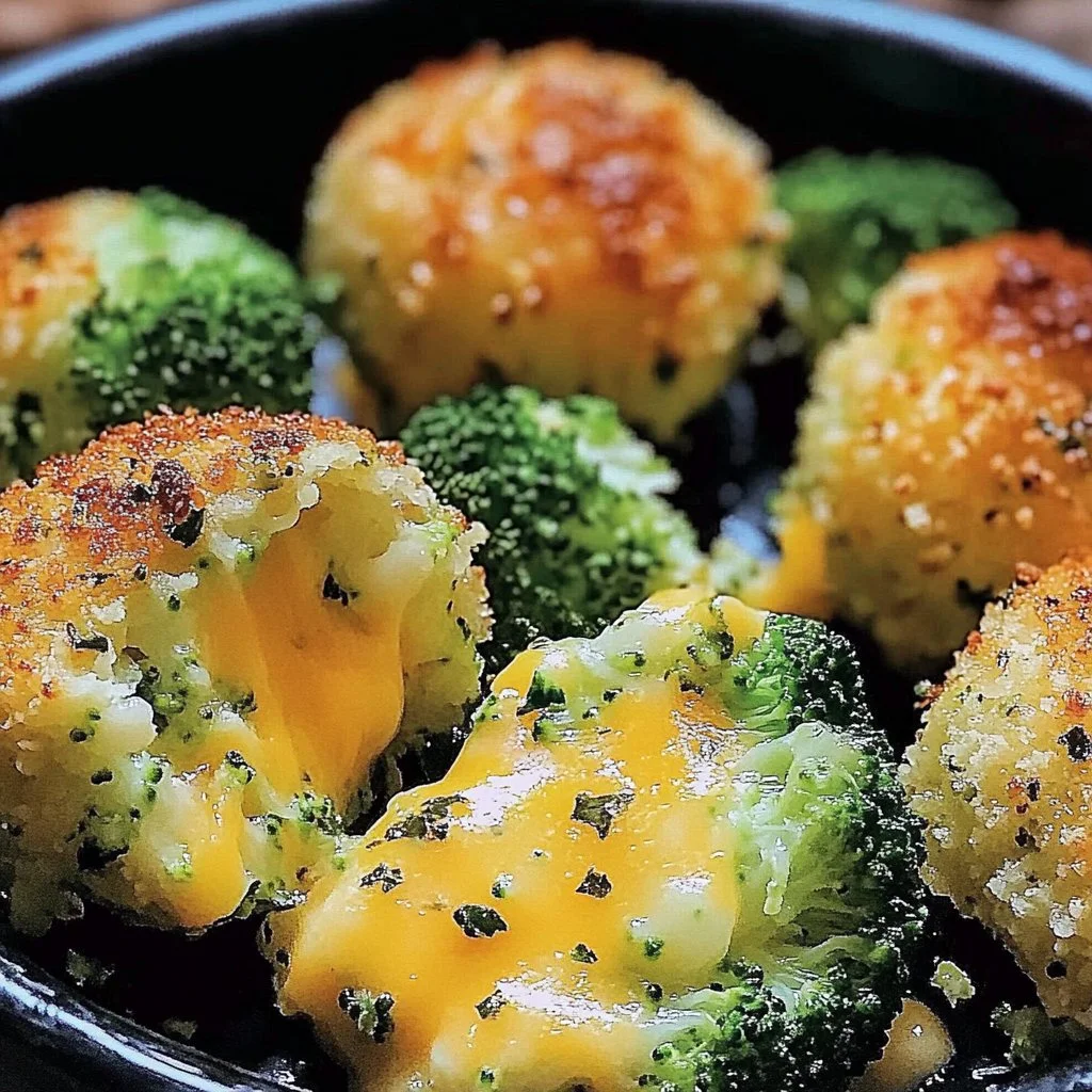 Golden broccoli cheese rounds ready to serve as appetizers or snacks.