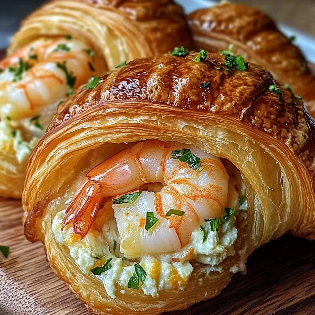 Buttery shrimp stuffed croissants fresh out of the oven