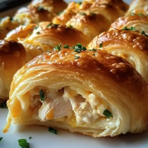 Delicious cheesy chicken crescent rolls fresh out of the oven