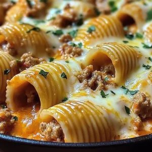 Cheesy stuffed jumbo shells filled with rich cheese mixture, baked to perfection.