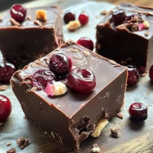 Delicious Cherry Garcia Fudge prepared in five simple steps for a sweet treat.