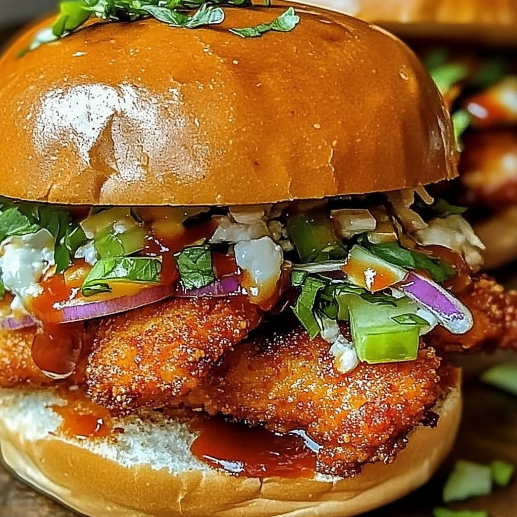 Delicious Chicken Bang Bang Sliders served on a plate
