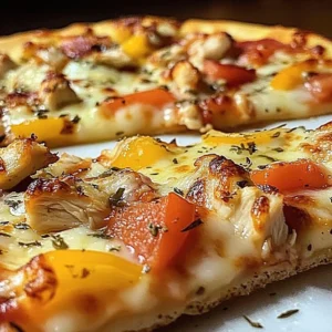 Delicious Chicken Crust Pizza topped with fresh ingredients.
