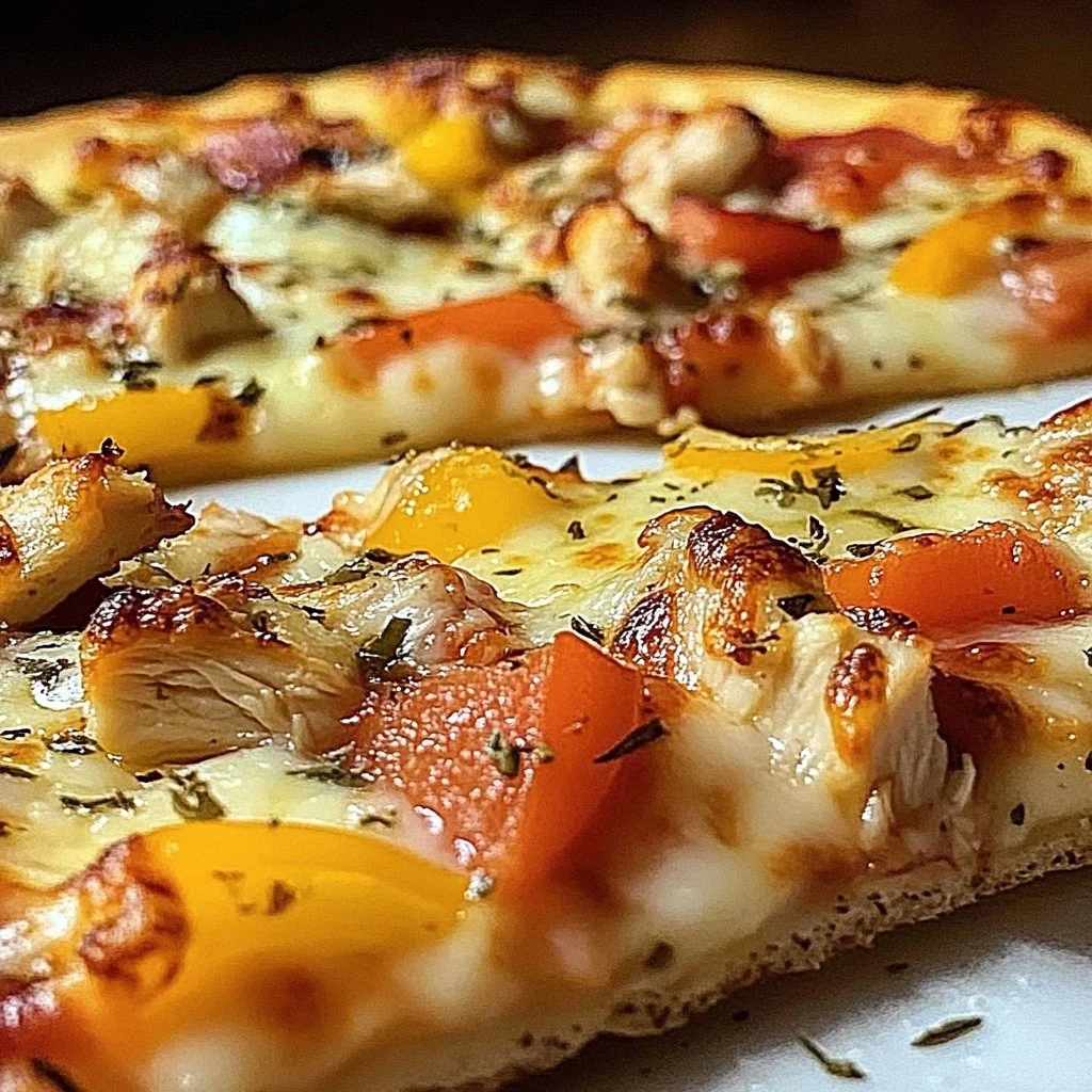 Delicious Chicken Crust Pizza topped with fresh ingredients.