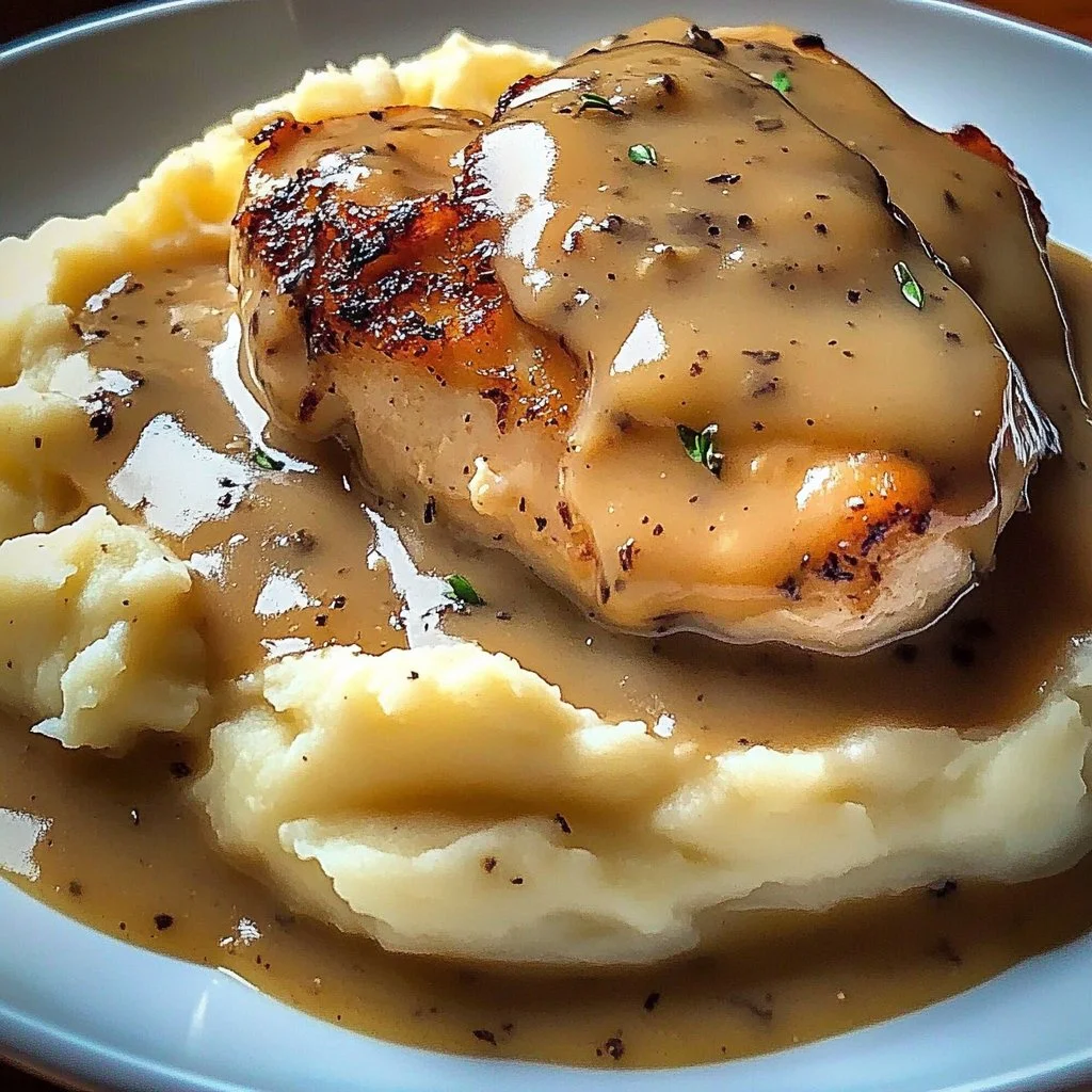 Chicken Garlic Gravy with Mashed Potatoes