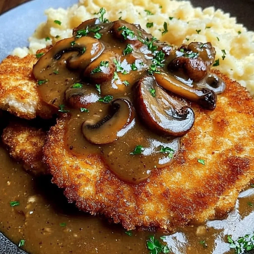 Chicken Schnitzel with Mushroom Gravy