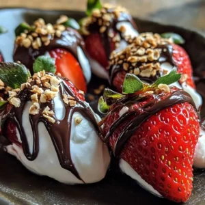 Delicious chocolate-dipped strawberries served with Greek yogurt for dipping