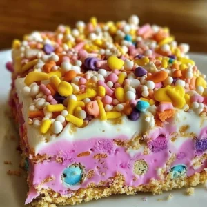 Delicious Circus Animal Cookie Lush dessert topped with colorful sprinkles