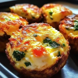 Healthy cottage cheese egg bites served on a plate with greens and herbs