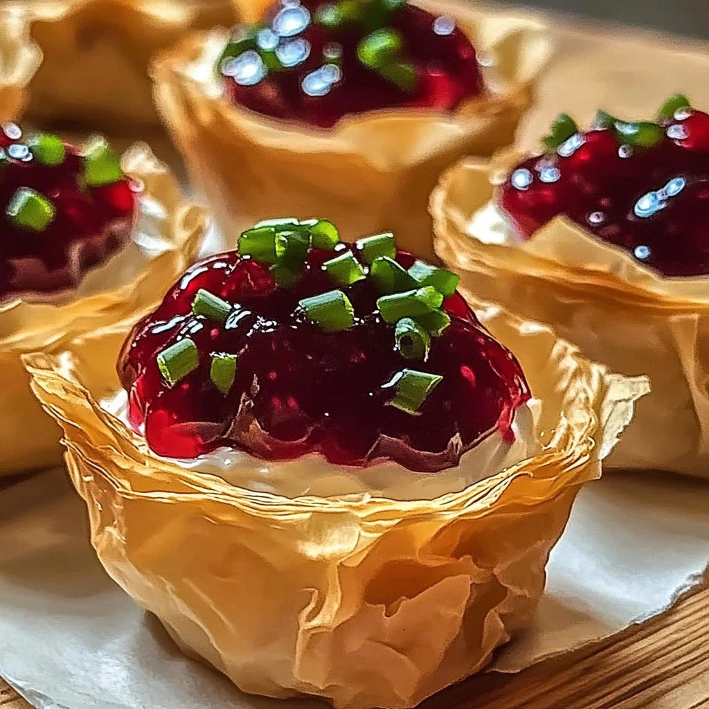 Cranberry Pepper Jelly Cream Cheese Phyllo Cups