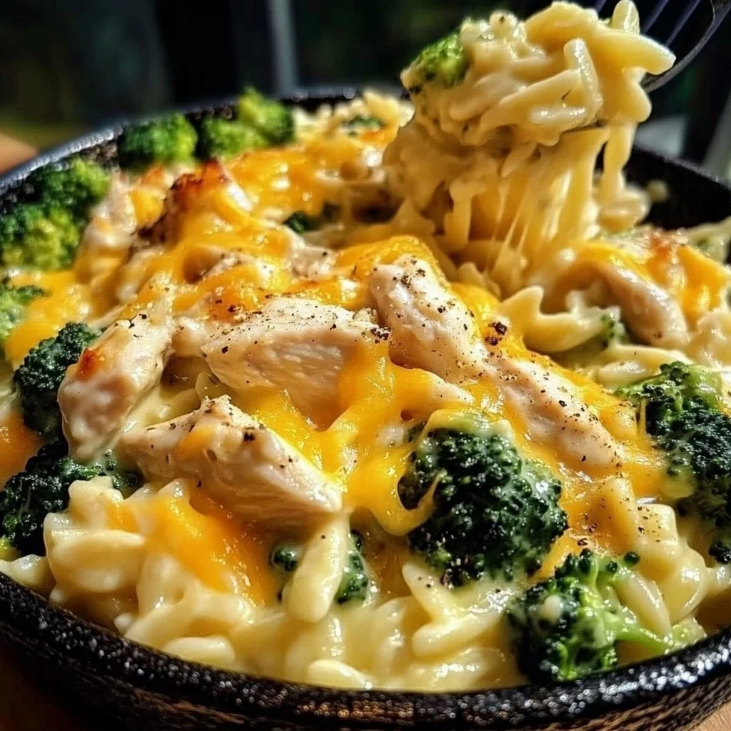 Creamy Chicken Broccoli Cheddar Orzo