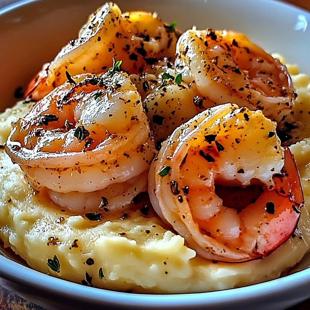 Creamy Garlic Shrimp Over Mashed Potatoes