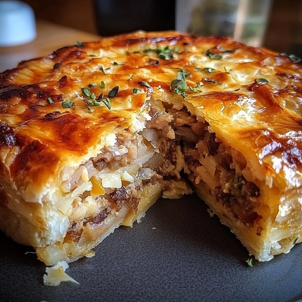 Homemade Cretan Pie with fresh ingredients and traditional herbs