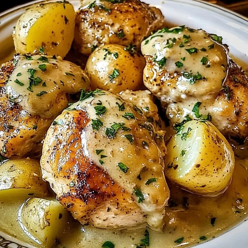 Crockpot Garlic Parmesan Chicken and Potatoes
