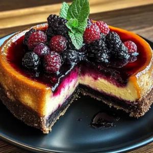 Delicious citrus berry burnt cheesecake topped with fresh berries and citrus zest