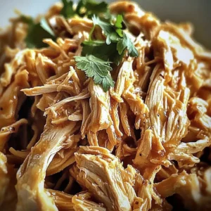Delicious easy crockpot shredded chicken served in a bowl
