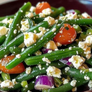 Delicious green bean feta salad with fresh ingredients