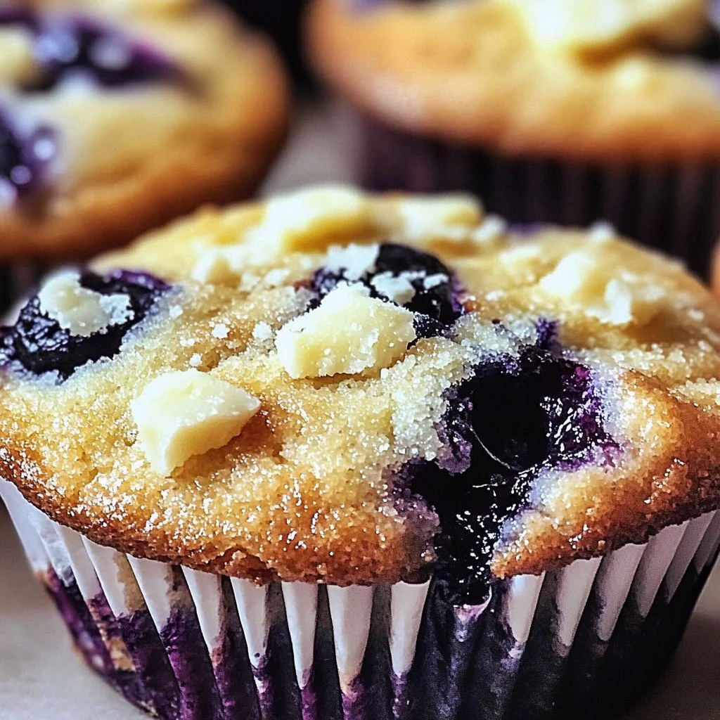 Easy blueberry cream cheese muffins baked golden brown and fluffy