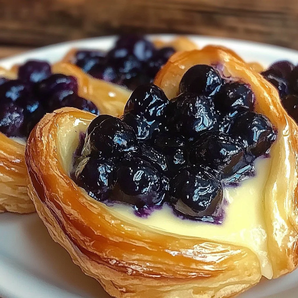 Freshly baked easy blueberry danish with a sweet blueberry filling.