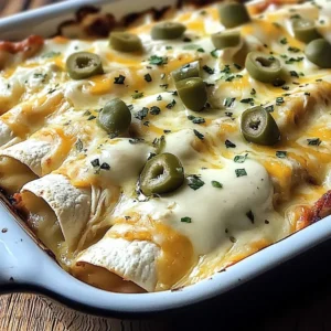 Plate of easy chicken enchiladas with creamy white sauce garnished with cilantro.