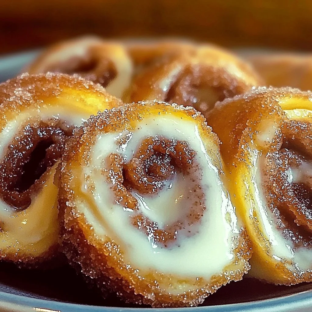 Freshly baked cream cheese cinnamon sugar rolls on a wooden table