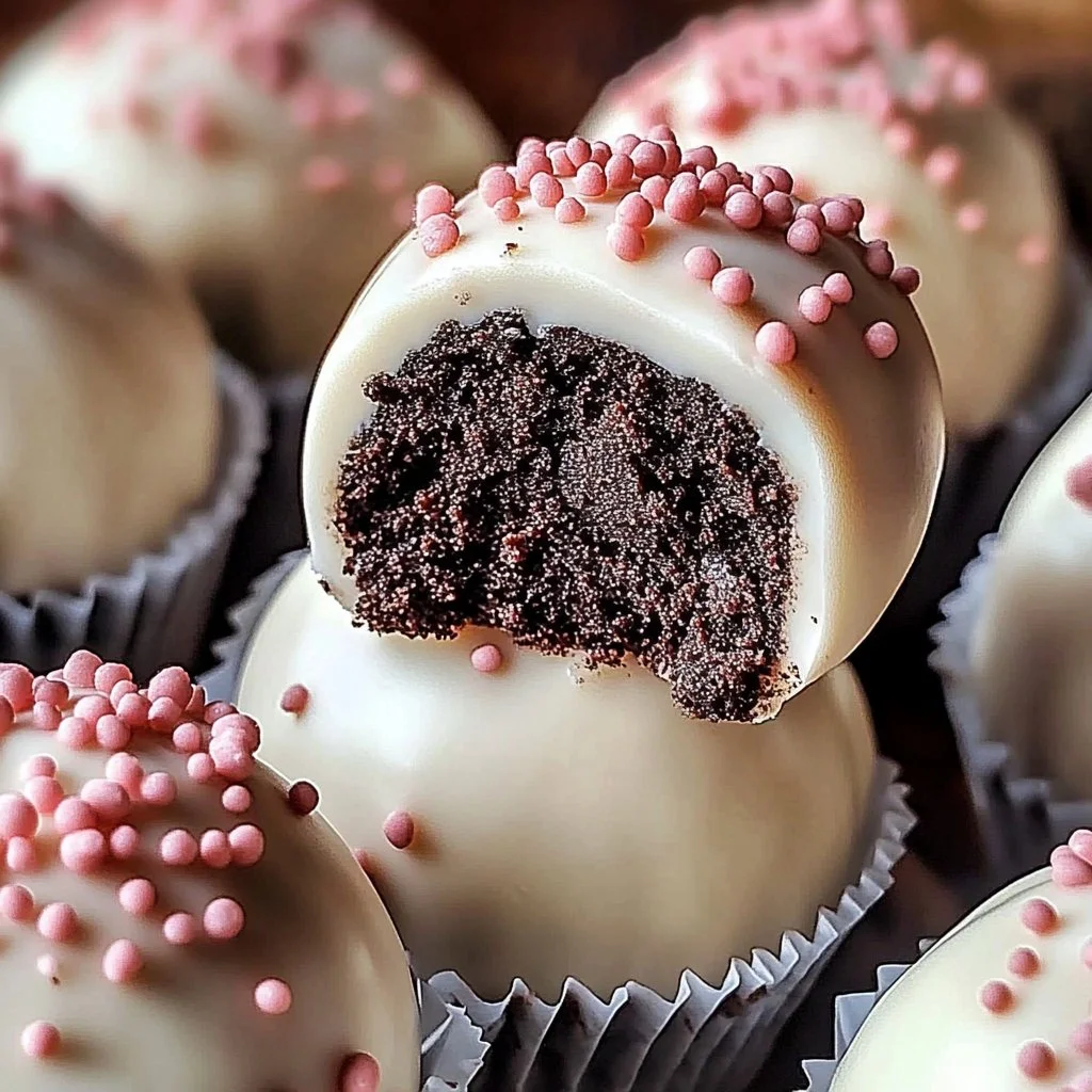 Delicious vanilla Oreo truffles on a white plate, ready to enjoy.