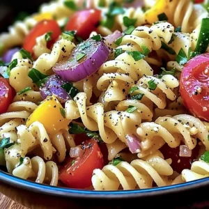 Delicious Easy Italian Grinder Pasta Salad with fresh vegetables and dressing