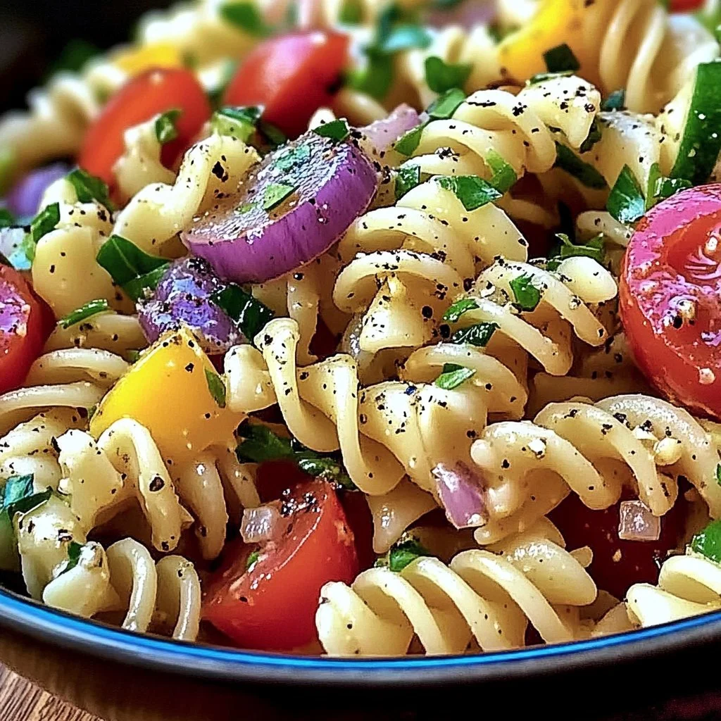 Delicious Easy Italian Grinder Pasta Salad with fresh vegetables and dressing