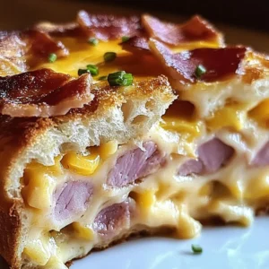 Easy Monte Cristo Breakfast Casserole with layers of ham, cheese, and egg