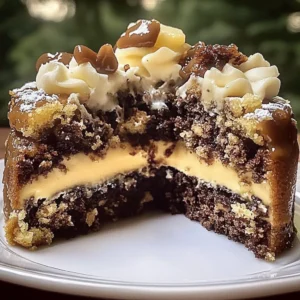Delicious Texas Tornado Cake topped with frosting and nuts
