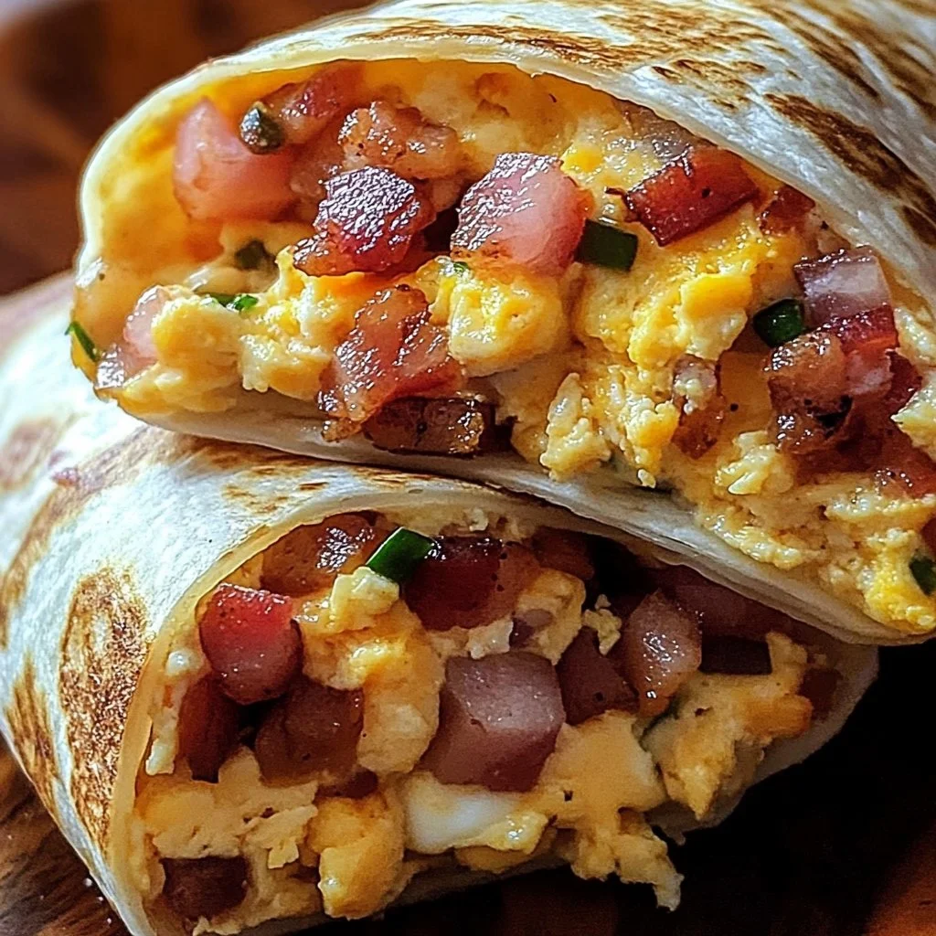 Fluffy Bacon & Egg Breakfast Burritos