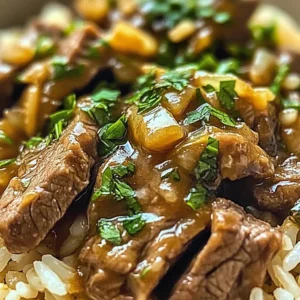 Delicious Garlic Butter Beef and Rice dish served on a plate.
