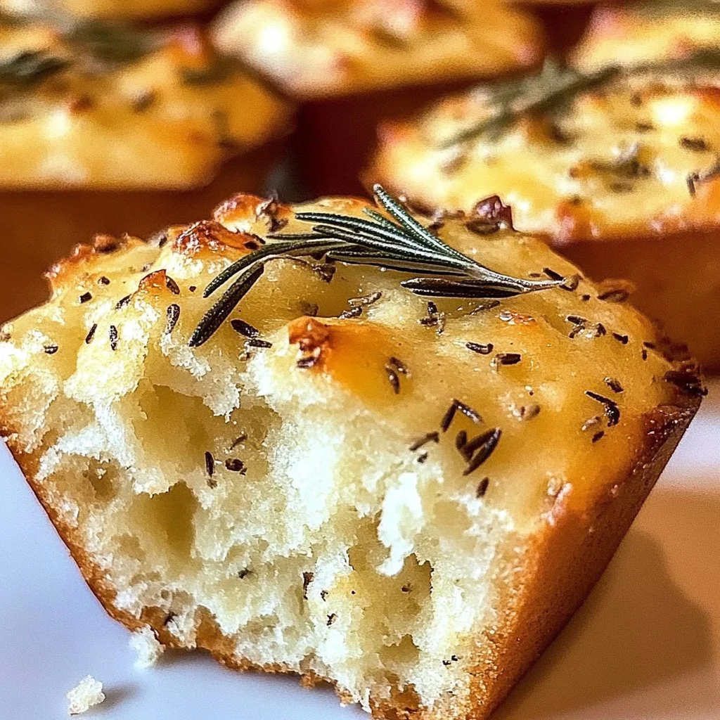 Garlic Rosemary Focaccia Muffins
