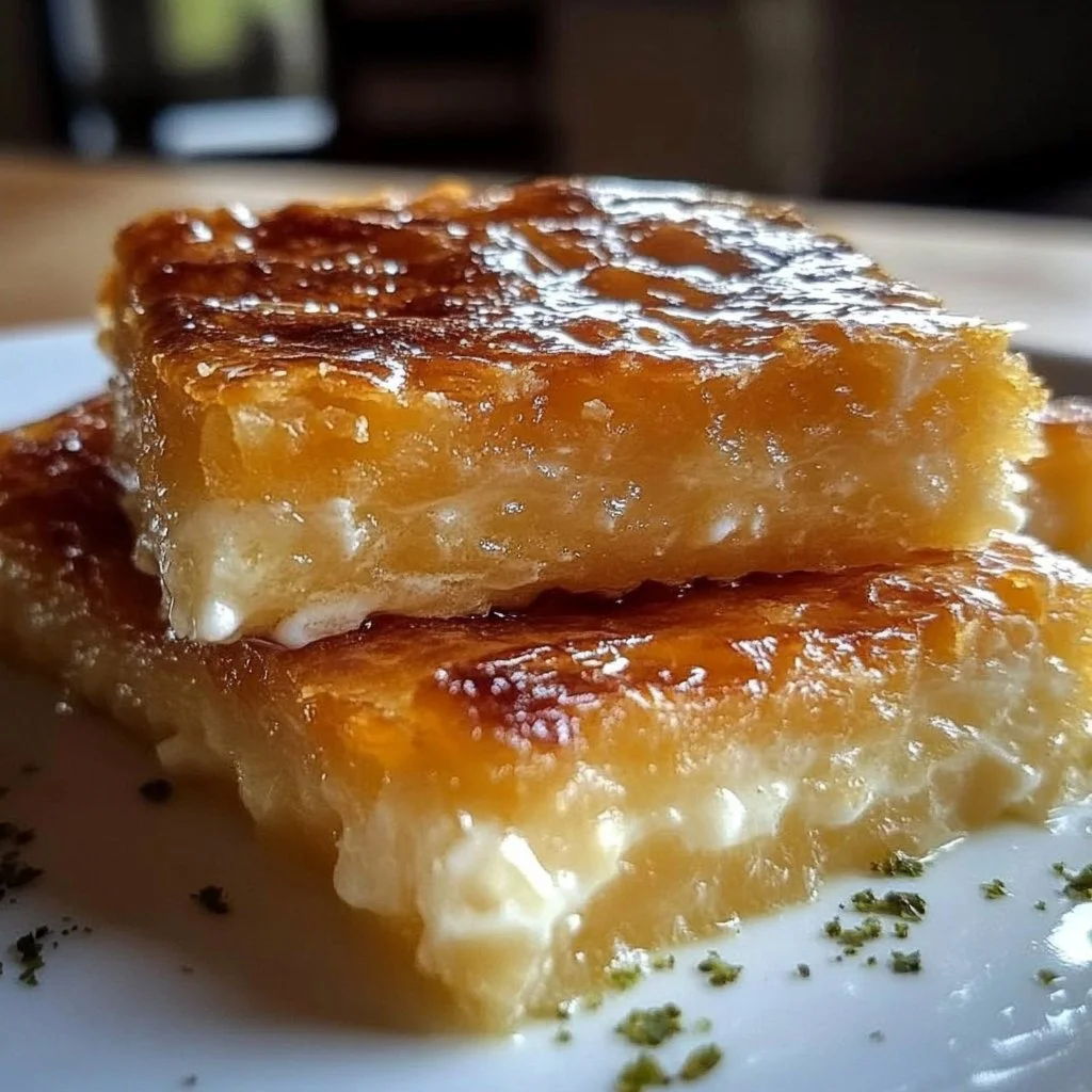 Delicious Greek Galaktoboureko with flaky pastry and creamy custard filling