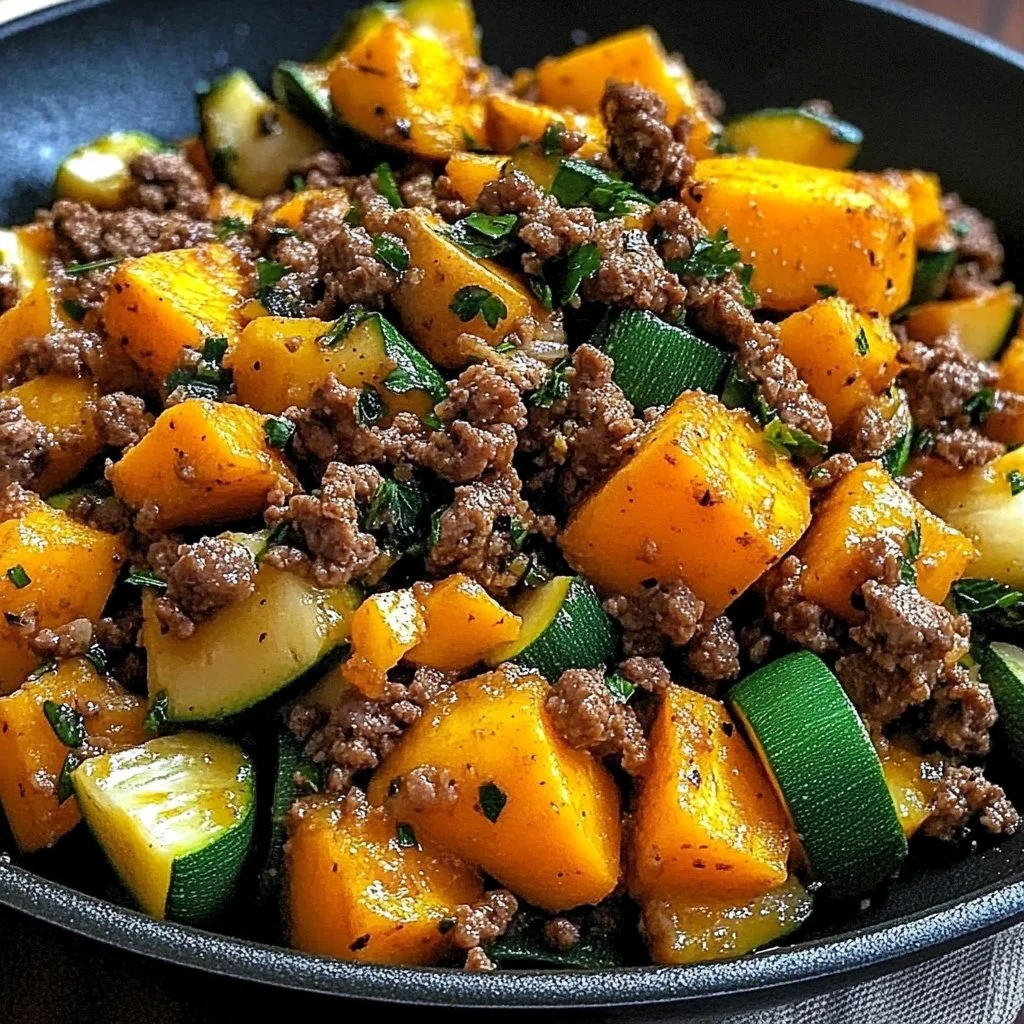 Ground Beef Zucchini Sweet Potato Skillet: 5-Star Delight