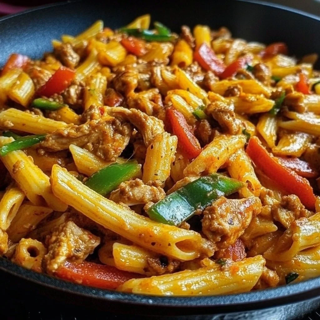 Easy Ground Chicken Fajita Pasta