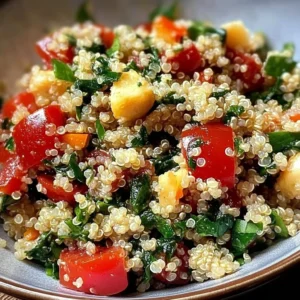 Heart-healthy quinoa salad with vibrant vegetables and dressing