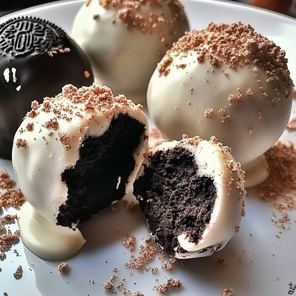 Delicious Heart Oreo Truffles presented on a decorative platter.