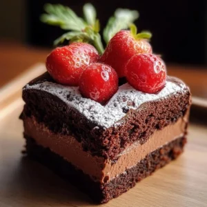 Heart-shaped chocolate cake topped with icing and strawberries for a romantic dessert.