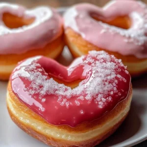 Delicious heart-shaped donuts decorated for Valentine's Day