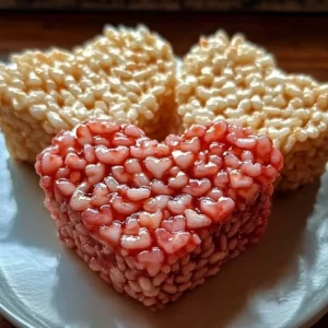 Heart-shaped rice crispy treats decorated for celebrations
