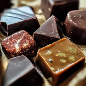 Assorted homemade chocolates arranged on a decorative plate