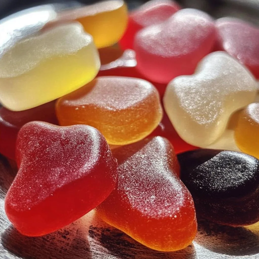 Colorful homemade Haribo candies in various shapes and flavors.