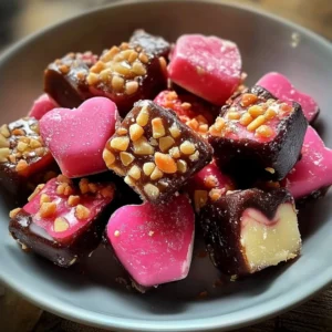 Delicious homemade Valentine's Day candy in heart shapes