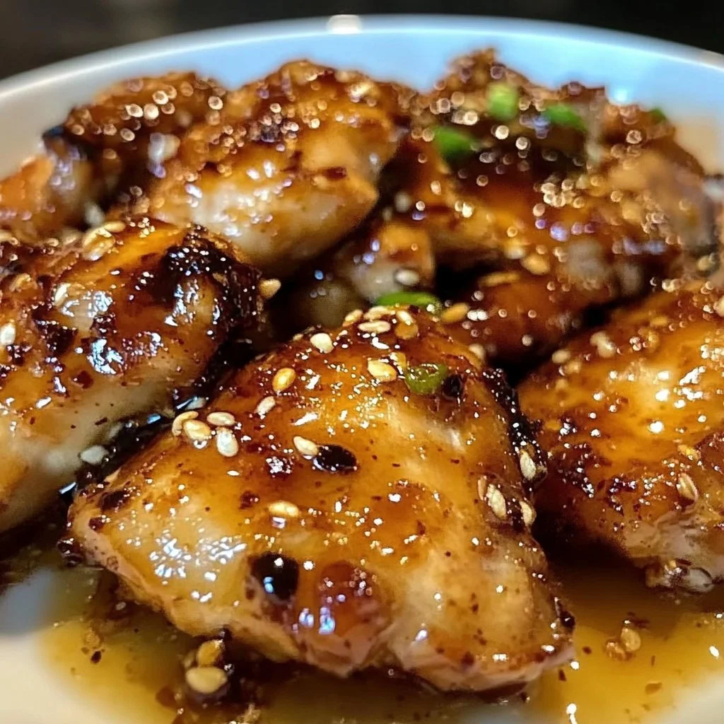Delicious honey garlic chicken served with vegetables and rice